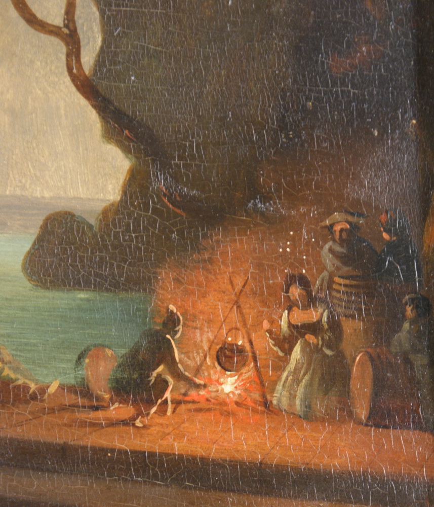 PAAR PRUNK GEMÄLDE wohl Deutschland, um 1780, Öl/Holz, mit Darstellungen einer Hafenstadtbei Nacht - Image 17 of 18