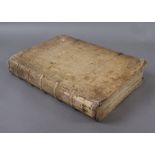 CONCORDANTIAE BIBLIORUM SACRORUM 1617, in Schweinsleder gebundenes Buch, Altersspuren, 37x 27 x 7 cm