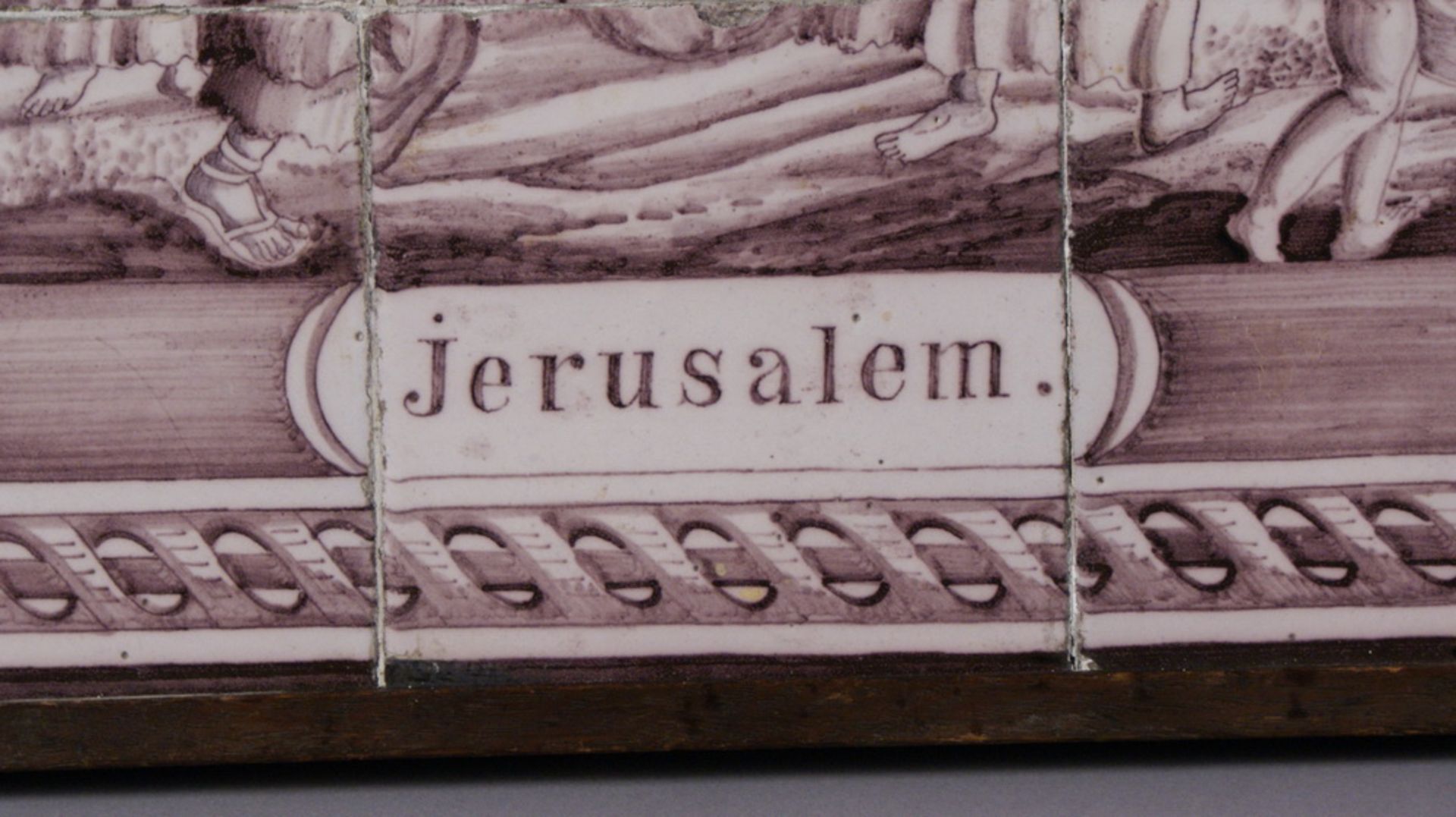 FLIESENBILD Holland, um 1800, Fayence mit Zinnglasur, Ansicht von Jerusalem, H 54 x B 41cm - Bild 2 aus 7