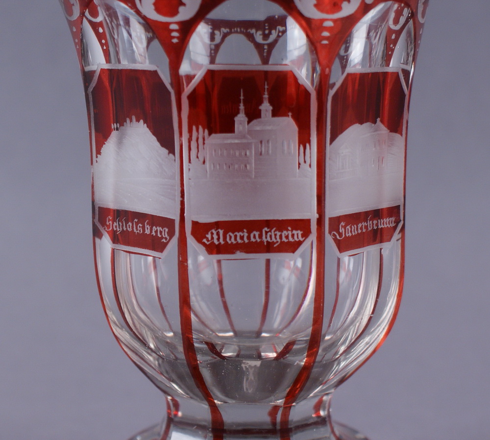 BIEDERMEIER GLAS19. JH, rotes Glas, auf Korpus bezeichnet, H 12 x Durchmesser 8 cm  Mindestpreis: - Image 3 of 3