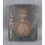 IKONE Russland, Darstellung der Mutter Gottes mit Kind, besch., H 39,5 x B 32 cm  Mindestpreis: 20