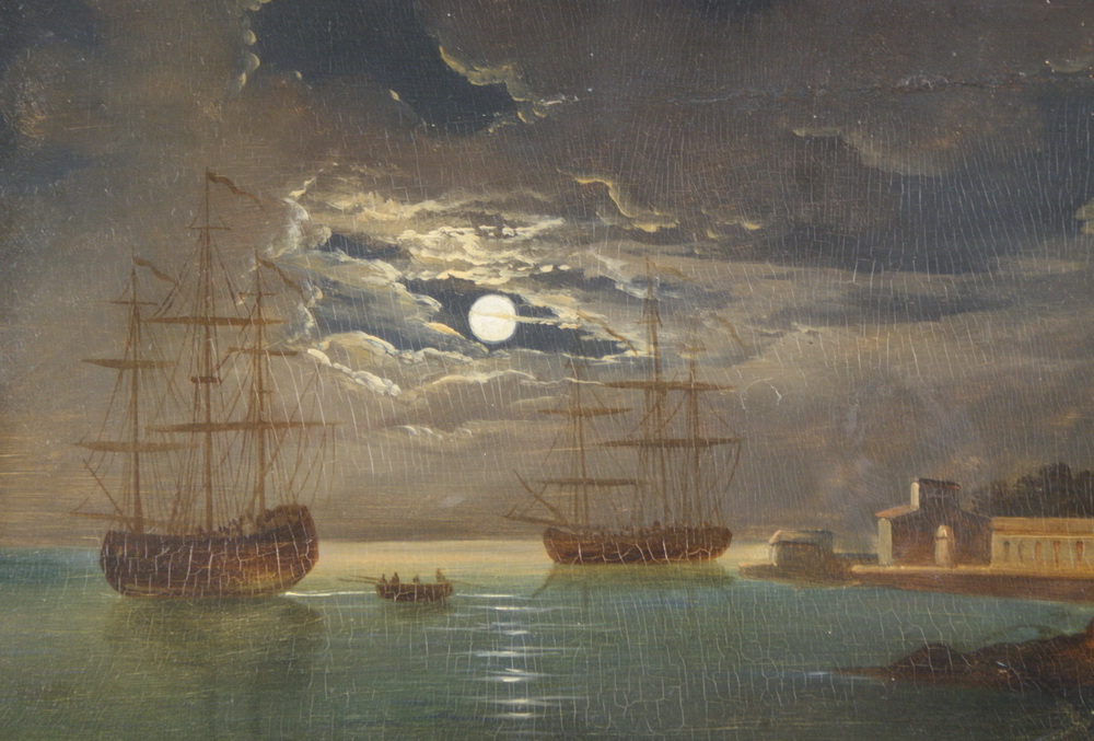 PAAR PRUNK GEMÄLDE wohl Deutschland, um 1780, Öl/Holz, mit Darstellungen einer Hafenstadtbei Nacht - Image 4 of 18