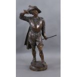 BRONZE SKULPTUR grosse Figur eines Edelmannes mit Schwert, besch., H 90 cm  Mindestpreis: 1300 EUR