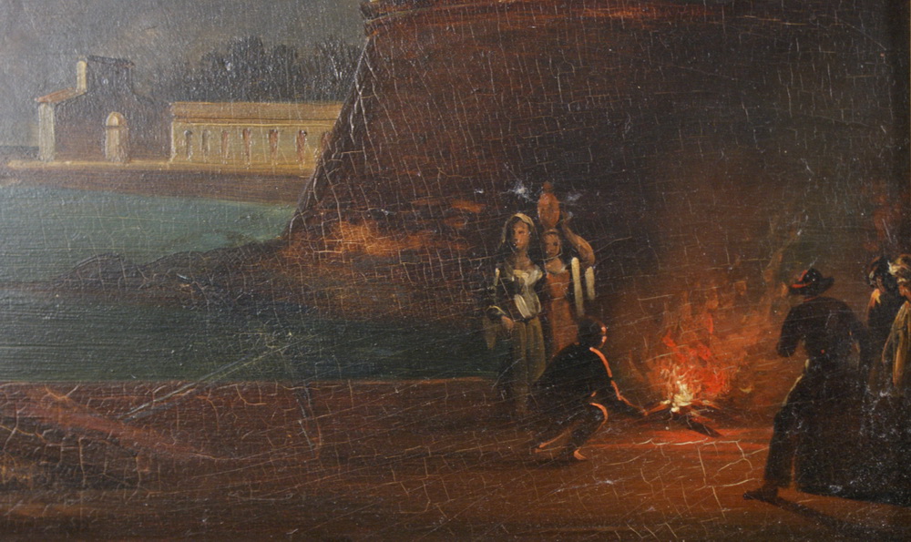 PAAR PRUNK GEMÄLDE wohl Deutschland, um 1780, Öl/Holz, mit Darstellungen einer Hafenstadtbei Nacht - Image 6 of 18