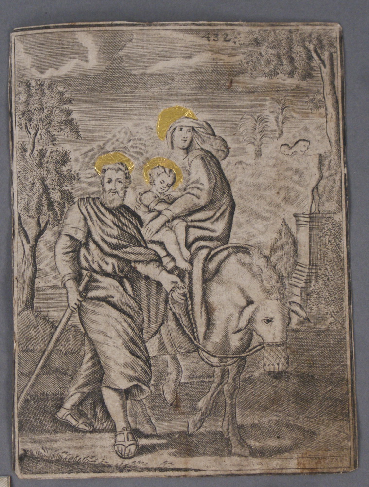 KLOSTERARBEITEN vier Stiche mit sakralen Darstellungen, mit bunten Akzenten, groß H 17 x B12,5 cm - Image 3 of 6