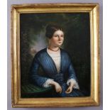 ADELIGE Niederbayern, um 1820, Portrait einer adeligen Dame im Park sitzend, im Weitblickein