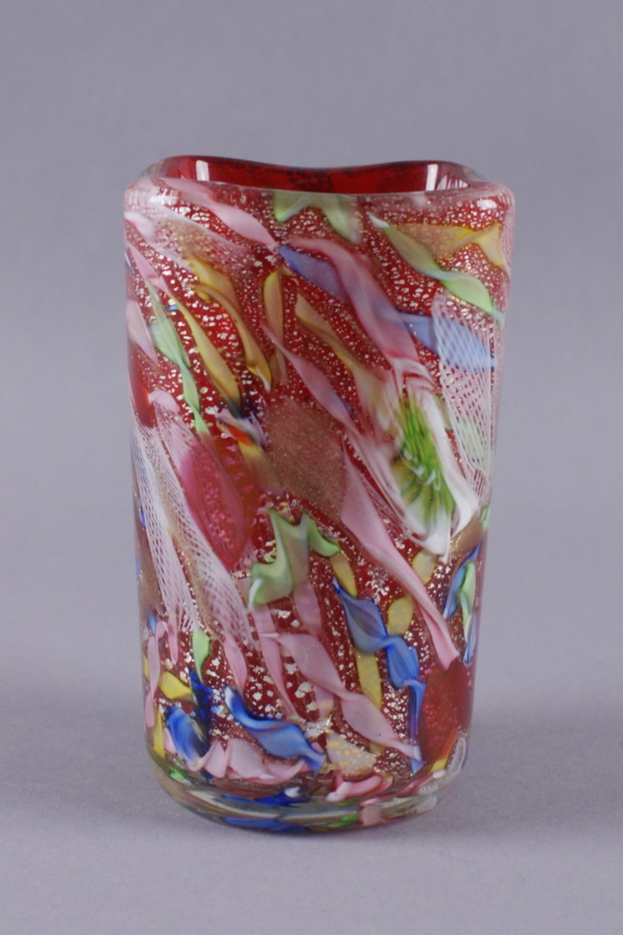 MURANO VASE Italien, kleine bunte Vase aus den 50er Jahren, H 16 x B 9 x T 9 cm  Mindestpreis: 250 - Bild 4 aus 4