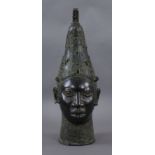 GROSSER BRONZE - KOPF patinierte Bronze, H 52 cm  Mindestpreis: 350 EUR