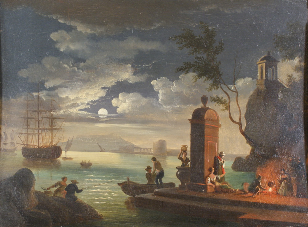 PAAR PRUNK GEMÄLDE wohl Deutschland, um 1780, Öl/Holz, mit Darstellungen einer Hafenstadtbei Nacht - Image 12 of 18