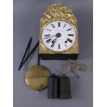 WANDUHR 19. JH, Metallgehäuse, mit Klapp-Pendel, Eisengewichte, rest.-bed., 41 x 27 x 15,5cm