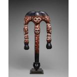 A YORUBA SHANGO STAFF  Oshe Shango, the Shango emblem carved as pendulous branches with carved masks