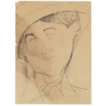 Amedeo ModiglianiPortrait de Conrad Moricand  Pencil drawing on plain thin paper with perforation to