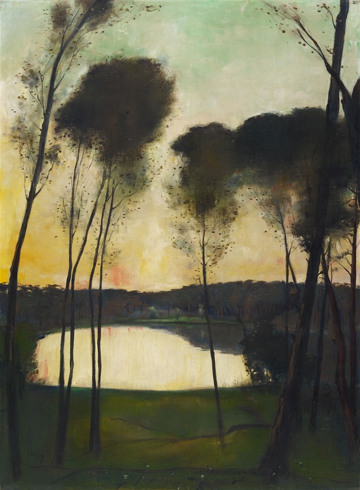 Lesser UryAbendstimmung am Grunewaldsee  Oil on canvas. 115.5 x 85.4 cm. Framed. Signed 'L. Ury'