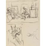 Alberto GiacomettiDiego assis sur le lit dans l'atelier / Le Chien sur un tabouret dans l'atelie