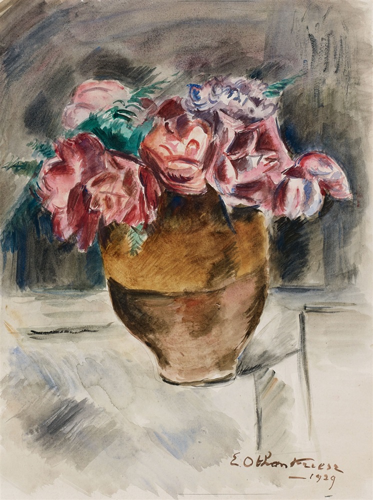 Achille-Émile-Othon FrieszUntitled (Vase de fleurs) Watercolour and pencil on watercolour laid