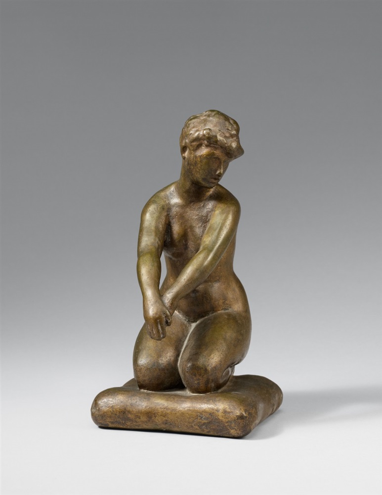 Karl AlbikerKniende auf Polster Bronze. Height 25 cm. Width 13.5 cm. Depth 14.5 cm. Unsigned.  One