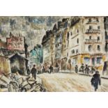 Eduard BargheerUntitled (Stadtansicht Paris) Watercolour, black chalk and pencil on grained