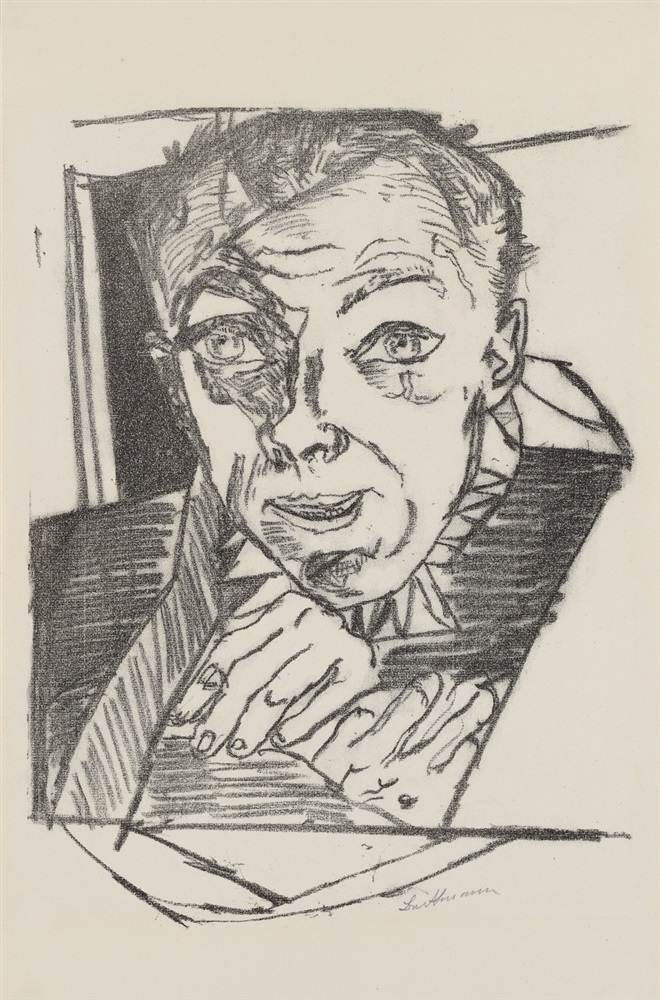 Max BeckmannSelbstbildnis (Zu: Die Hölle) Lithograph on laid paper with (fragmented) watermark "