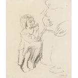 Käthe KollwitzMutter mit Kind auf dem Schoß und Mädchen Charcoal drawing on laid paper with