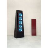 Marie-Jo LafontaineLes Larmes d'Acier Video sculpture: 5 monitors, panel. 304 x 100 x 64 cm. With