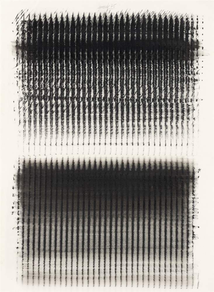 Heinz MackUntitled Wax crayon on laid paper. 107 x 78 cm. Signed and dated 'mack 70'. - Minor traces