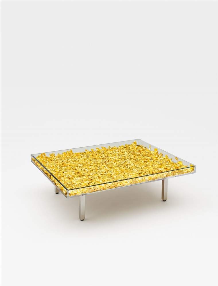 Yves KleinTable d'Or Table: gold leaf, glass, plexiglass, aluminium and wood. 37.5 x 125.3 x 100.3