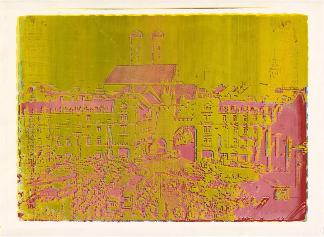 Dieter RothMünchen Silkscreen in colour on cardboard. 73 x 100 cm. Framed under glass. Signed and