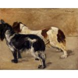 Max LiebermannZwei SpanielsOil on painter's board, mounted on panel (parquetted verso). 64.5 x 81