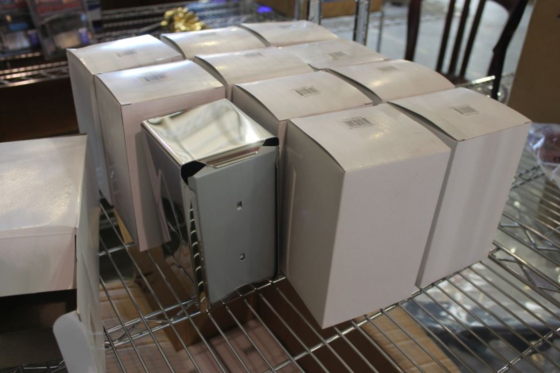 Napkin sispensers, lot of (11) chrome plated steel NEW for full size napkins - Image 2 of 2