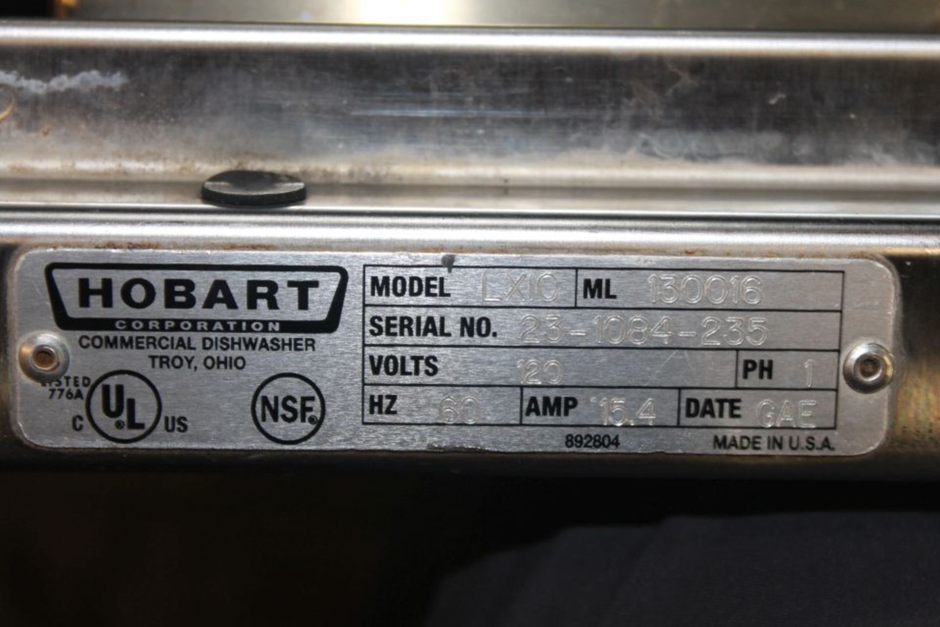 Hobart LXiC low temp dishwasher - 120v, 15.4amps - Image 5 of 5