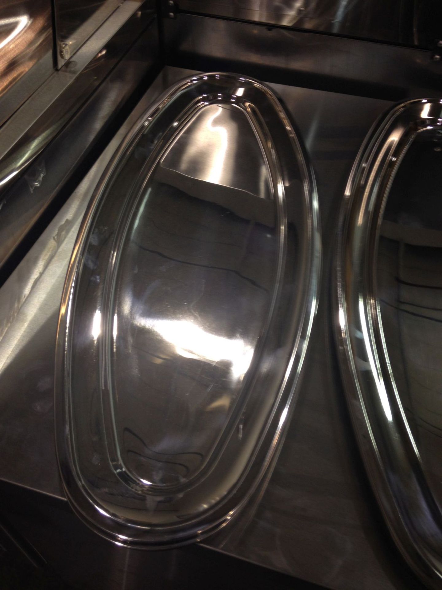 Fish Platters, 29-1/2" x 12", stainless steel, high gloss mirror finish - lot of 2