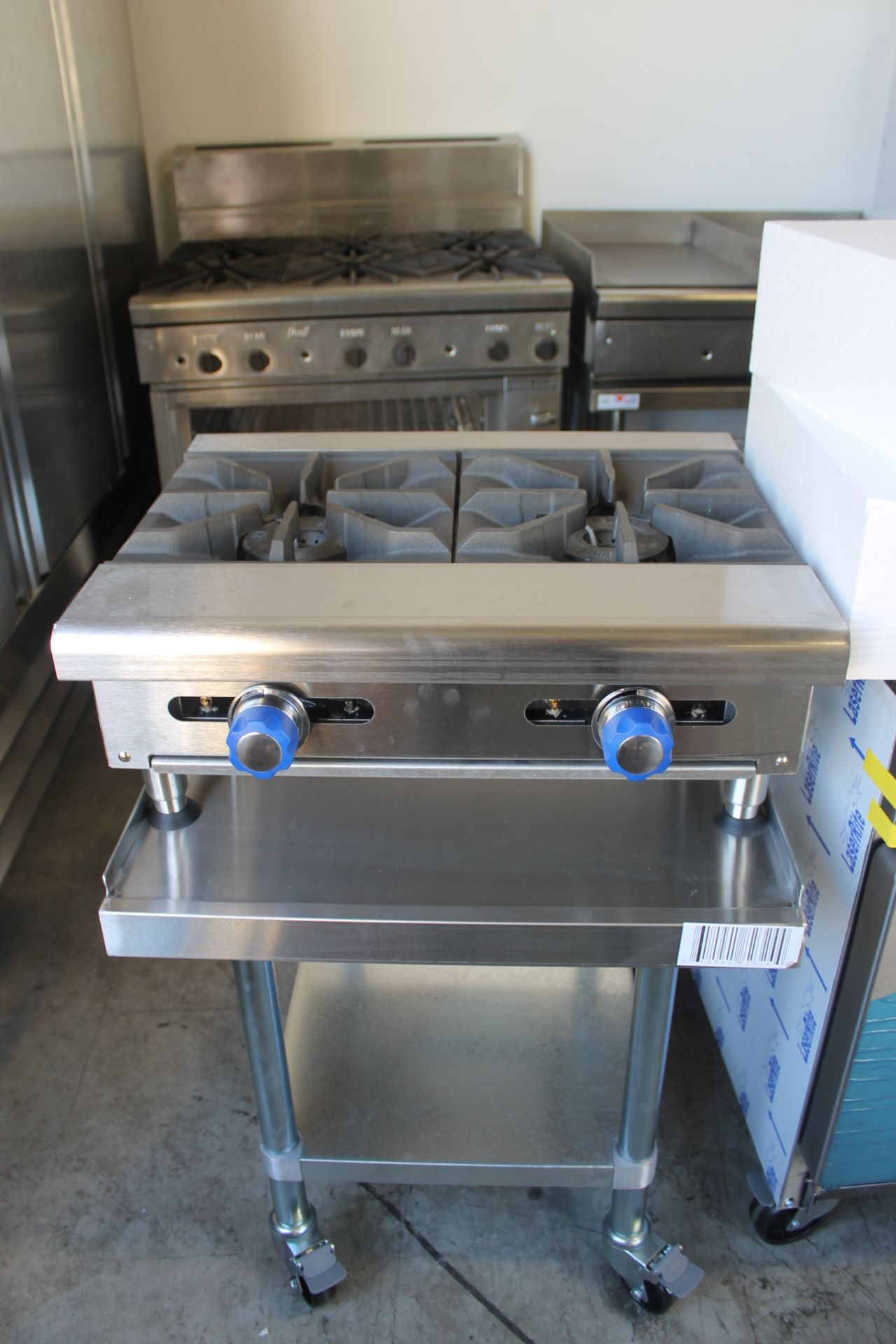 Imperial 2 Burner Hot Plate model IHPA-2-24 with 24" Equipment Stand & Casters - Natural Gas - New