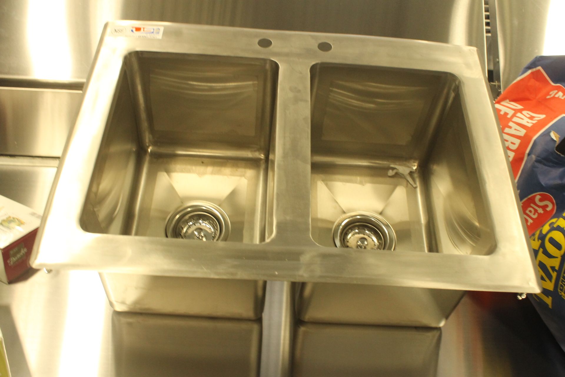 Drop-In Double Compartment Sink, Overall Dims 19"x26"x10", Basin Dims 10"x14"x10"