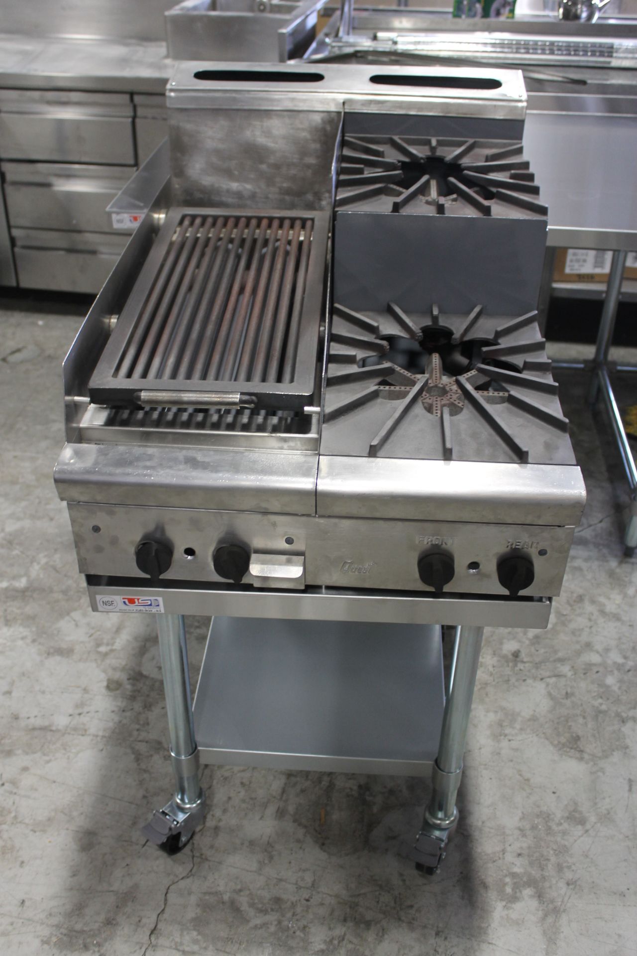 Quest Comination Broiler/Step-Up Hot Plate - 2 Burner/12" Charbroiler - Natural Gas - Refurb (with - Image 2 of 4