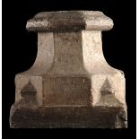 Sculpted stone column base, with octagonal base.  Spain.  Gothic. 14th – 15th centuries.  35 x 29