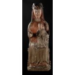 " The Virgin in Seat of Wisdom (Sedes Sapientiae)". Polychrome carved wooden sculpture in