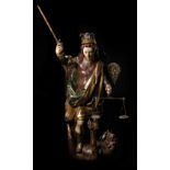 "Saint Michael Archangel". Polychrome, gilt and silvered walnut wooden sculpture. Spanish school.