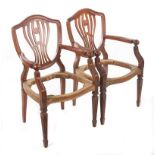 Pair of mahogany chairs.  England.  18th century. 94.5 x 55.5 x 47.5 cm.