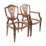 Pair of mahogany chairs.  England.  18th century. 94.5 x 55.5 x 47.5 cm.