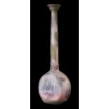 Émile Gallé (1846 - 1904) Cameo glass single stem vase decorated with flowers.  Signed. Height: 20.1