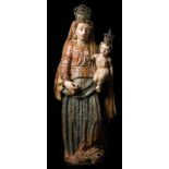 "Virgin with Child".  Carved polychrome and gilt wooden sculpture.  Castilian school.  16th century.