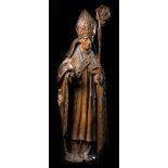 An spanish oak sculpted figure of "San Prudencio". Circa 1500. Provenience: Lázaro Galdeano