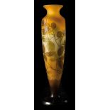 Émile Gallé (1846 - 1904) Cameo glass vase with blackberry decoration.  Signed. Height: 20.3 cm.