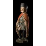 "San Roque". Polychrome wooden carved sculpture.  Galicia.  15th – 16th centuries The saint is