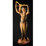 Polychrome stucco sculpture.  Art Nouveau.  From around 1900. Height: 78 cm.