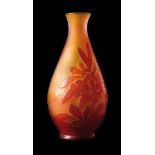 Émile Gallé (1846 - 1904) Cameo glass vase with lily decoration.  Signed. Height: 13.8 cm.