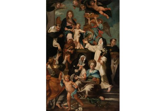 17th – 18th century Spanish school.  "Mary of the Rosary" Oil on canvas. 99 x 67 cm.