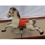 Vintage 1950's Metal Play Horse on stand.