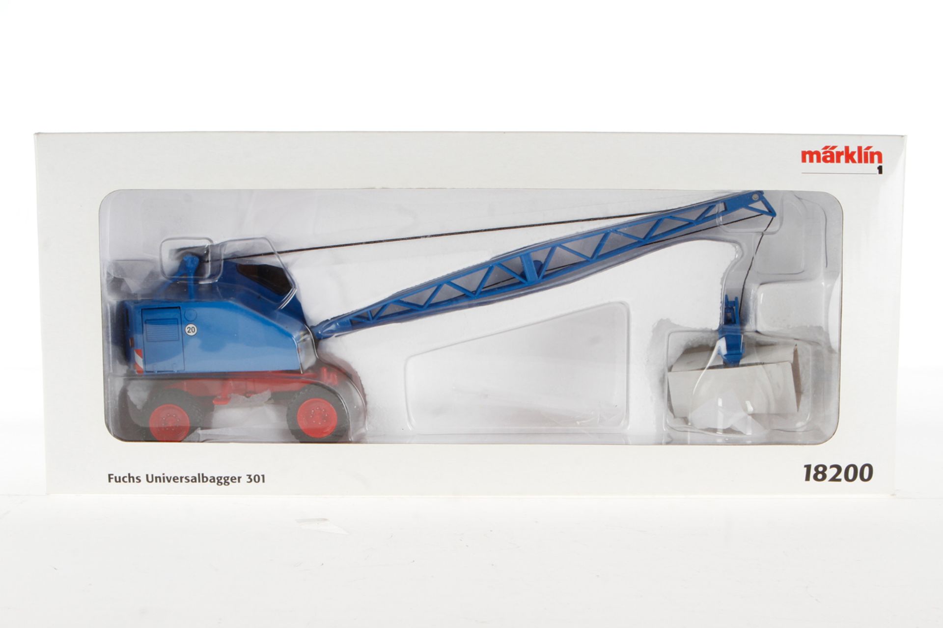 Märklin Fuchs Universalbagger "301" 18200, für Spur 1, blau, leichte Alterungsspuren, im