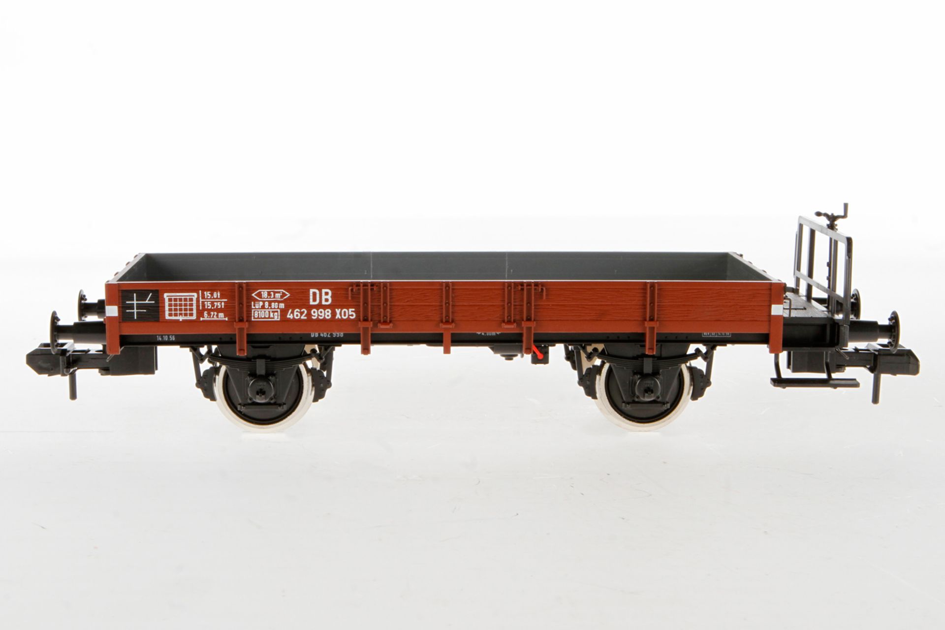 Märklin Niederbordwagen 5836, Spur 1, braun, leichte Alterungsspuren, L 27,5, im Originalkarton,